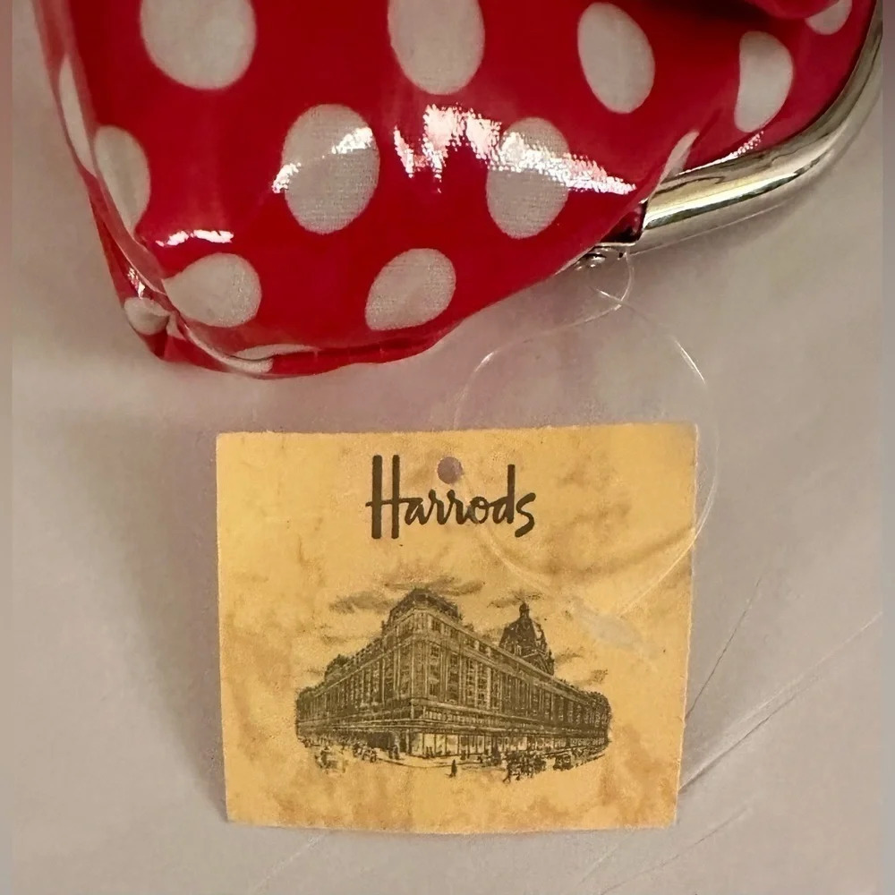 NWT Harrods Red and White Poka Dot Change Purse - Picture 6 of 6